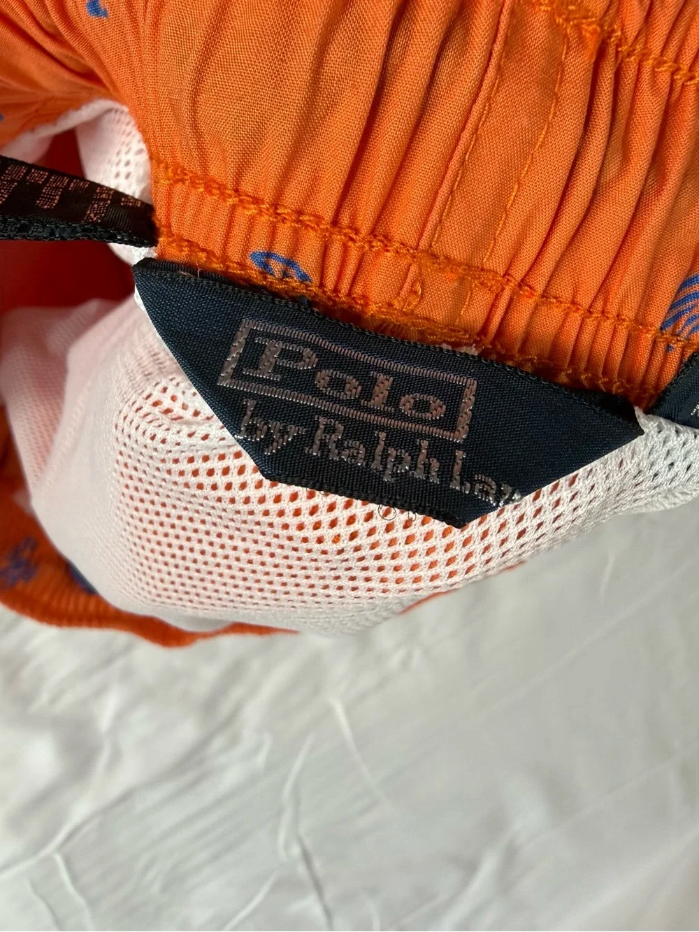 Polo Ralph Lauren Swim Trunks Orange Blue Lobster Print Mesh Lined Mens XL